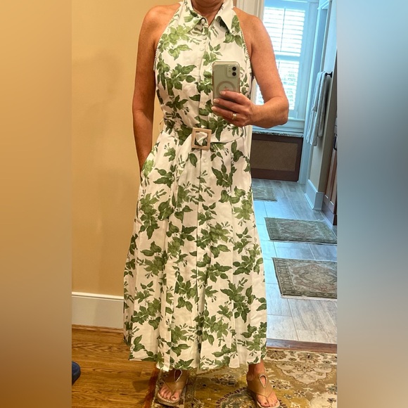 SACHIN & BABI CaseyDress Linen Green Floral Sz 8 - Picture 7 of 9